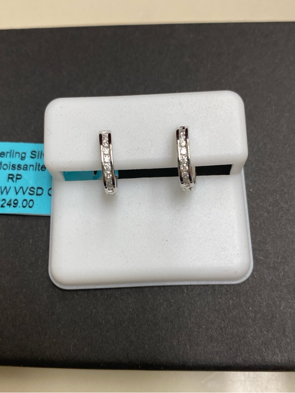 Moissanite & Silver Dainty Hoop Huggie Earrings